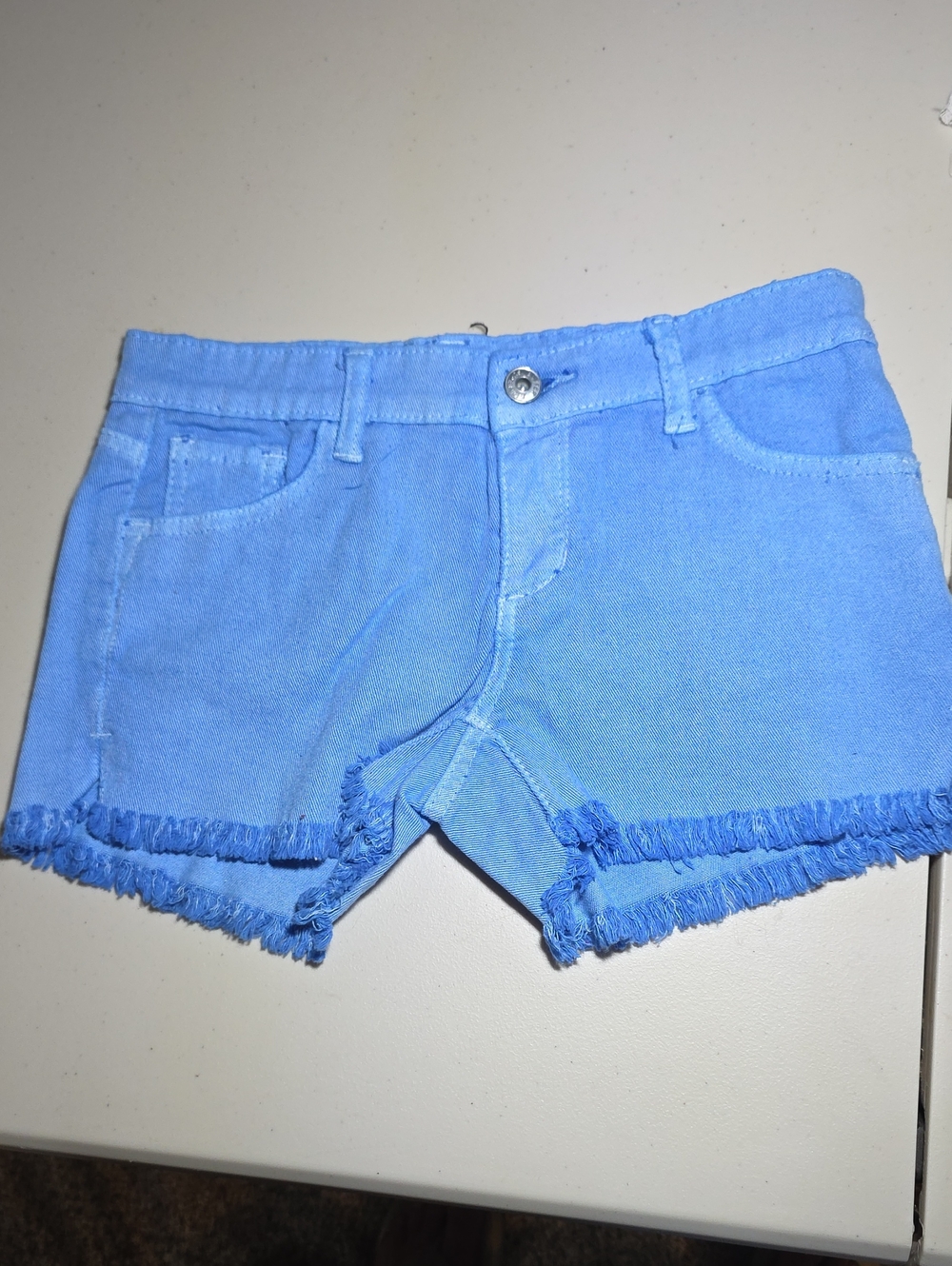 Butter Bright Blue Frayed Hem Denim Shorts
